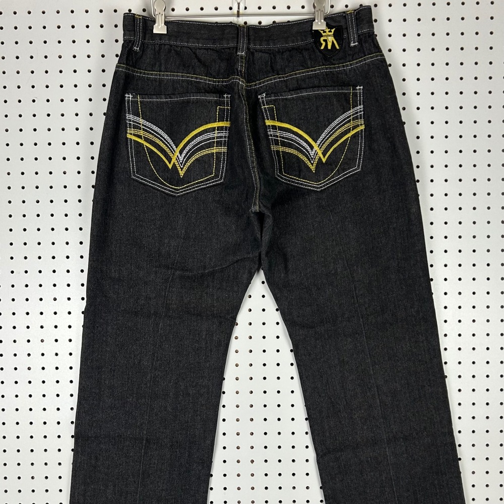 Red Ape Black Denim Jeans 34x29 Gold Skater Embroider… - Gem